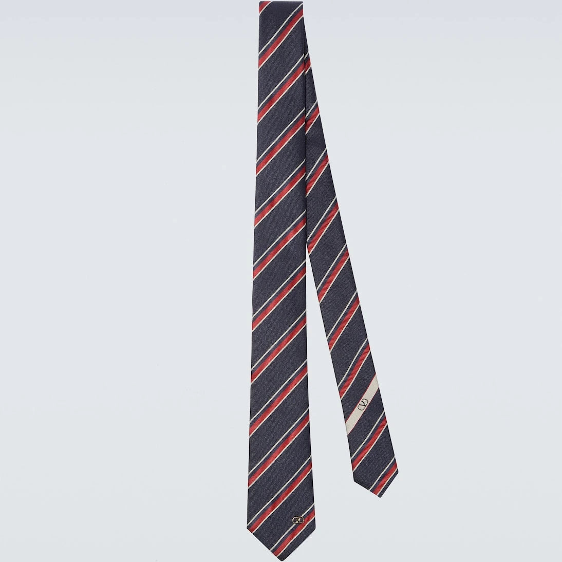 Valentino Garavani - VLogo striped silk twill jacquard tie