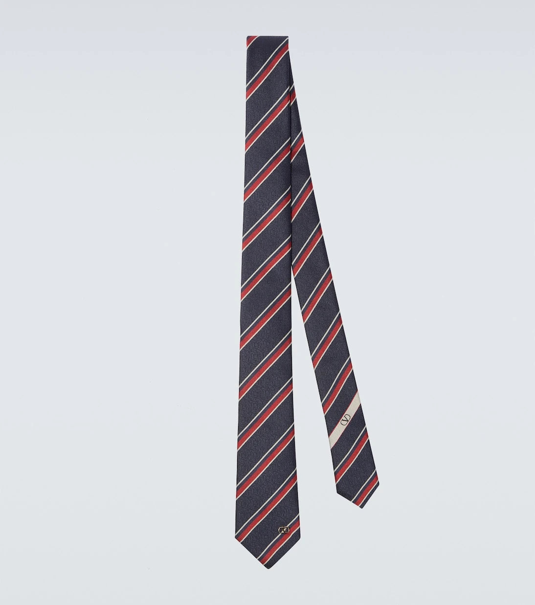 Valentino Garavani - VLogo striped silk twill jacquard tie