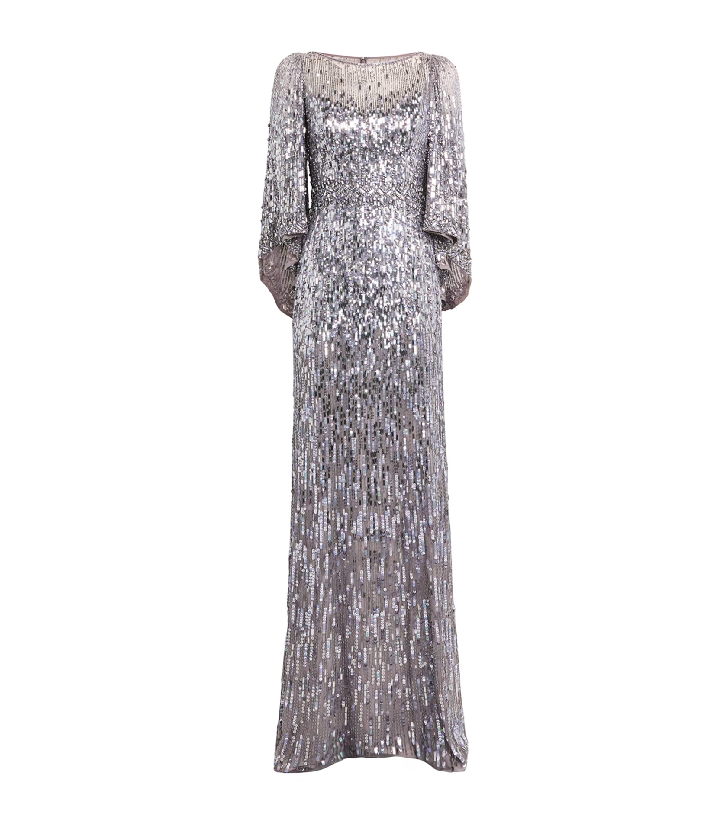 Jenny Packham Metallic Embellished Ines Gown