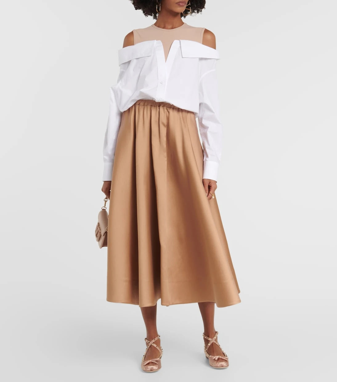 Valentino Garavani - Rockstud satin  ballet flats