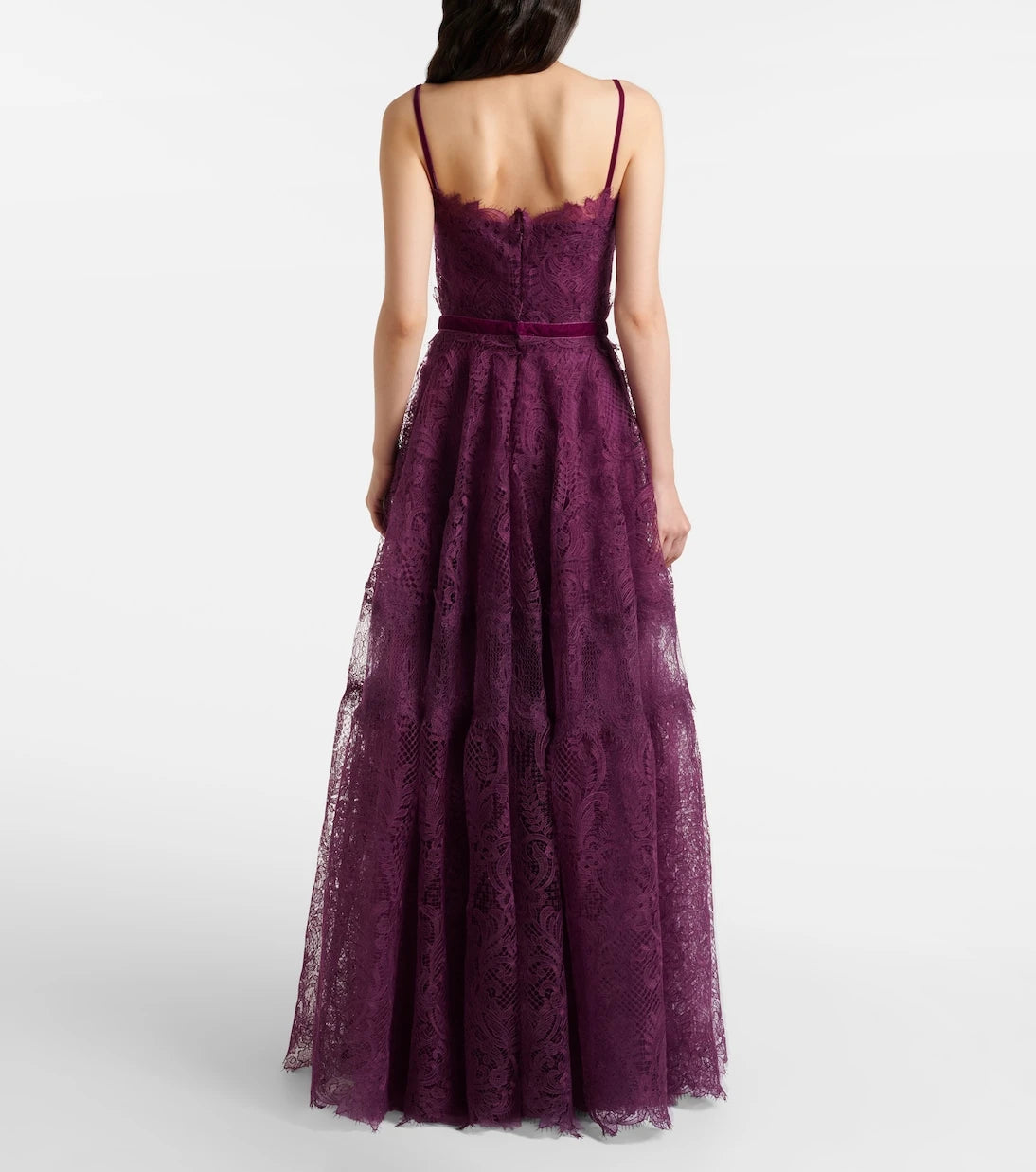 Costarellos - Belted lace gown