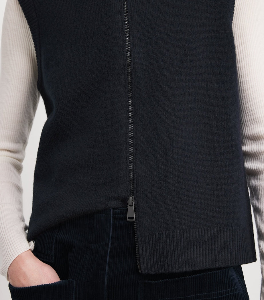 ME+EM Navy Wool Two-Way Zip Vest