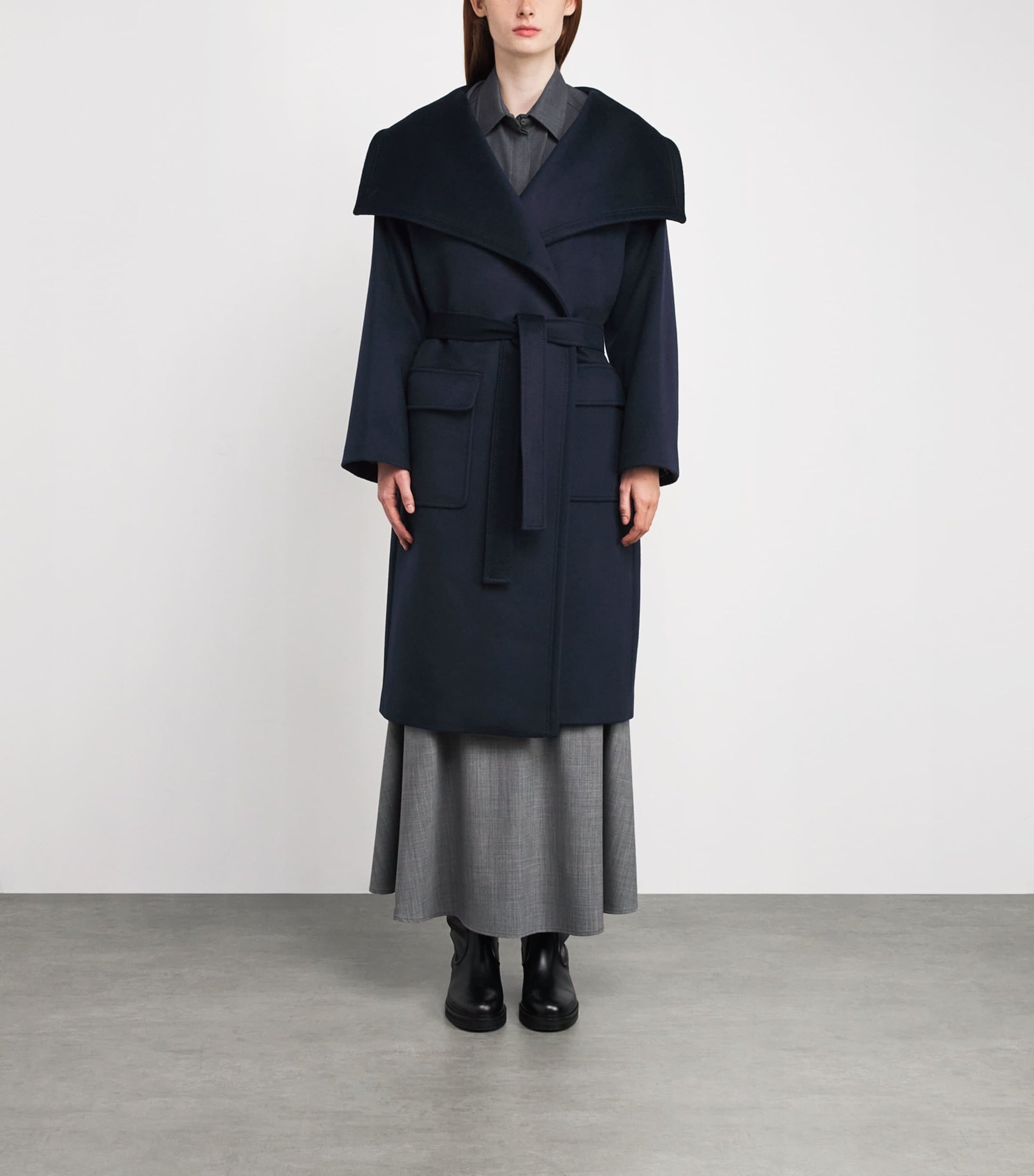 MAX&Co. Blue Wool-Cashmere Wrap Coat