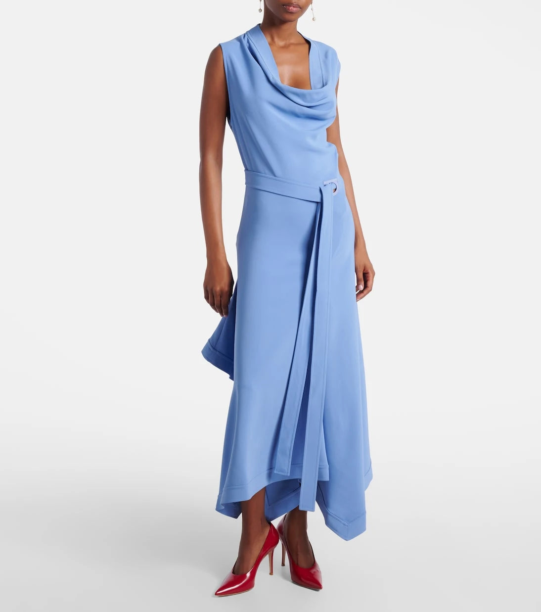 Ferragamo - Gancini draped asymmetric cady maxi dress