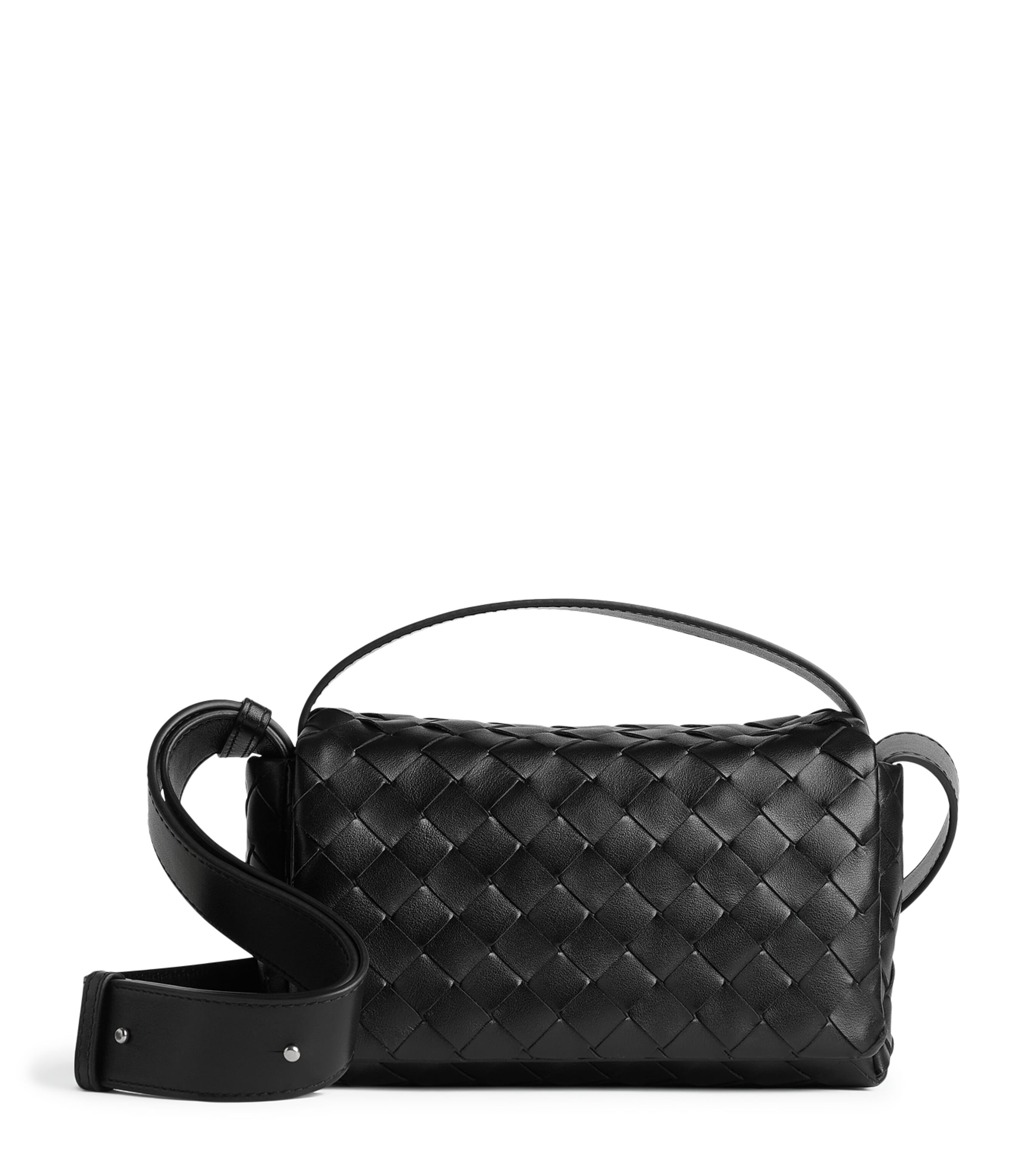 Mini Leather Intrecciato Flap Cross-Body Bag