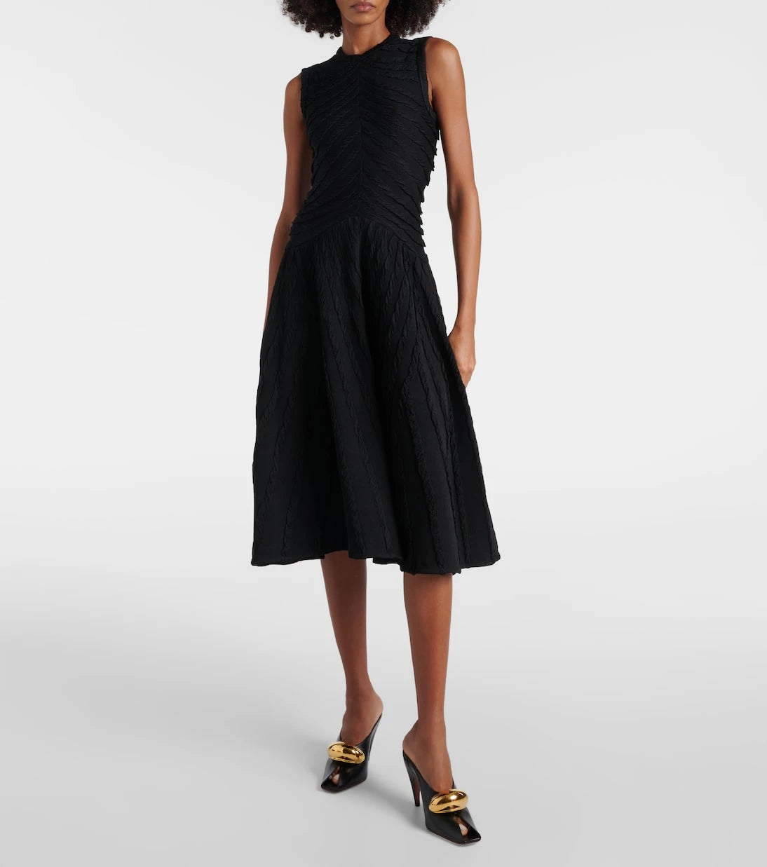 Alaïa - فستان ميدي بتصميم مزموم