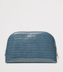 Large Leather Croc-Embossed Cosmetic Case