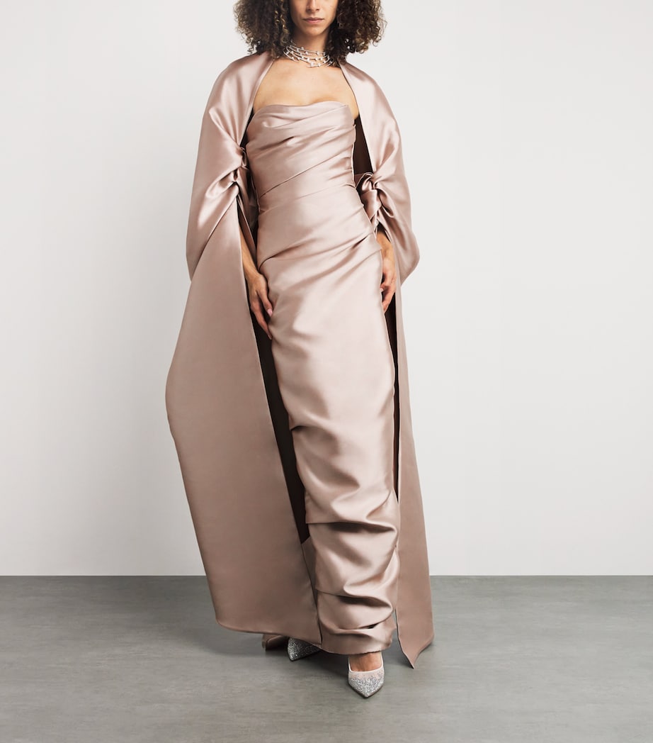Marmar Halim Pink Draped Mikado Gown