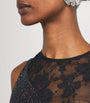 Self-Portrait Black Rhinestone-Lace One-Shoulder Top