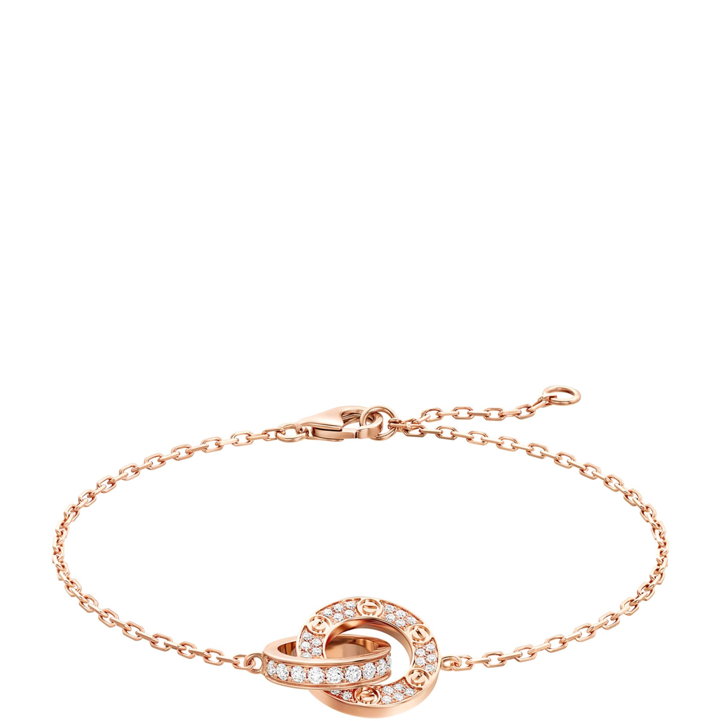 Rose Gold and Diamond LOVE Chain Bracelet