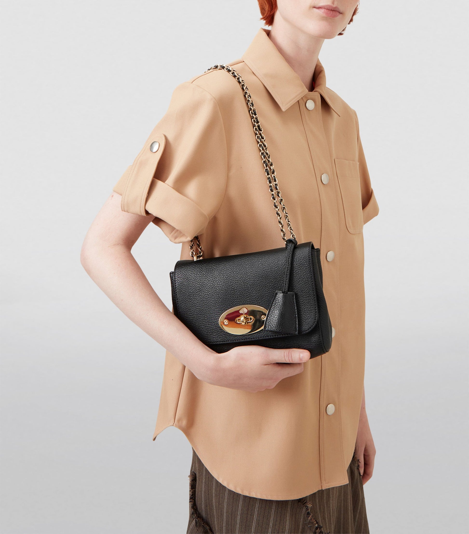 Black Leather Lily Shoulder Bag