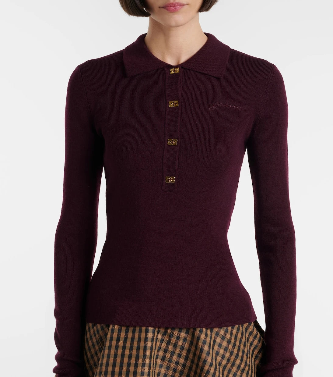 Ganni - Wool polo sweater
