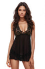 Lace Cup Halter Neck Babydoll Set