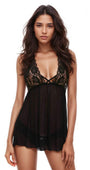 Lace Cup Halter Neck Babydoll Set