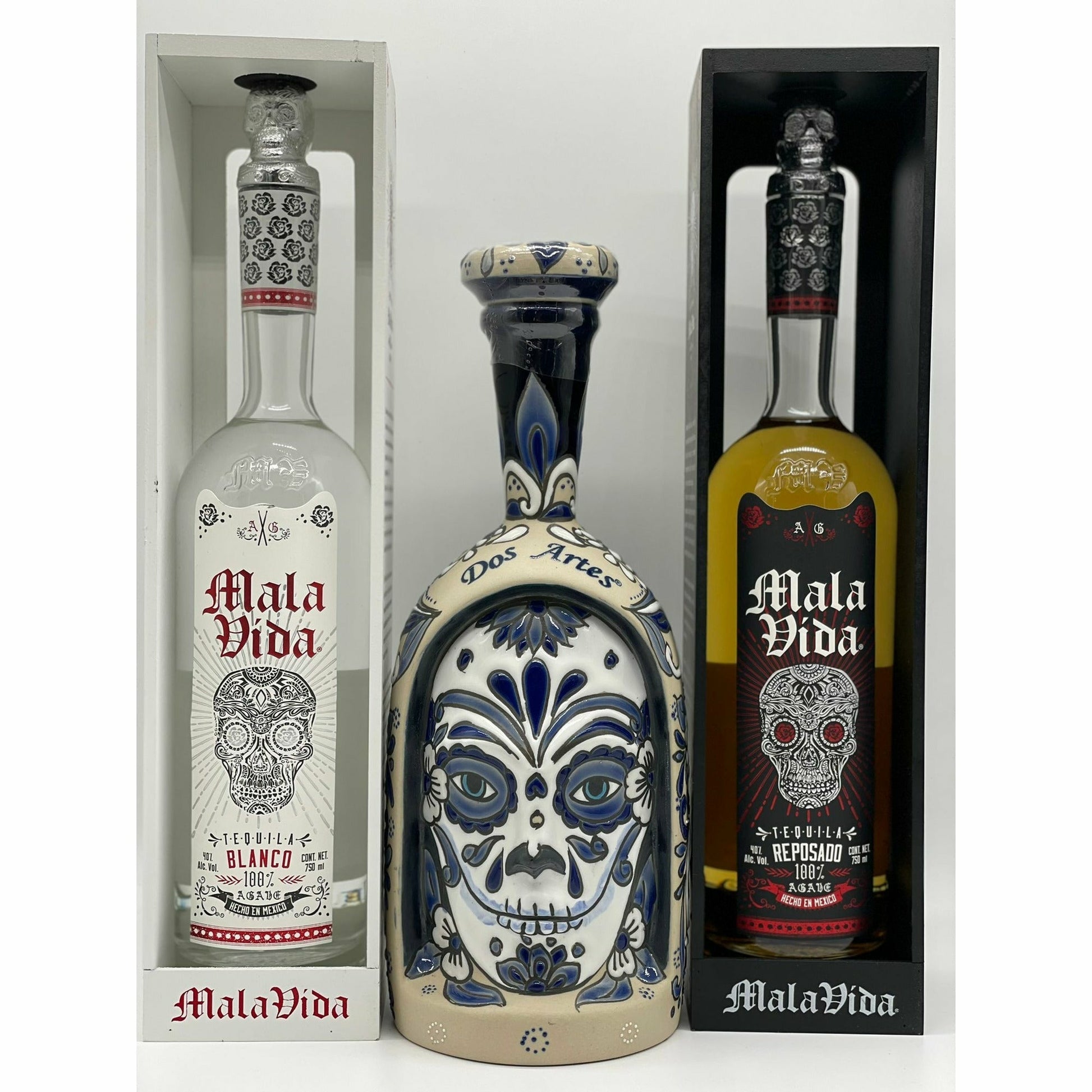 Dos Artes Skull Face, Mala Vida Blanco/Reposado Combo Set
