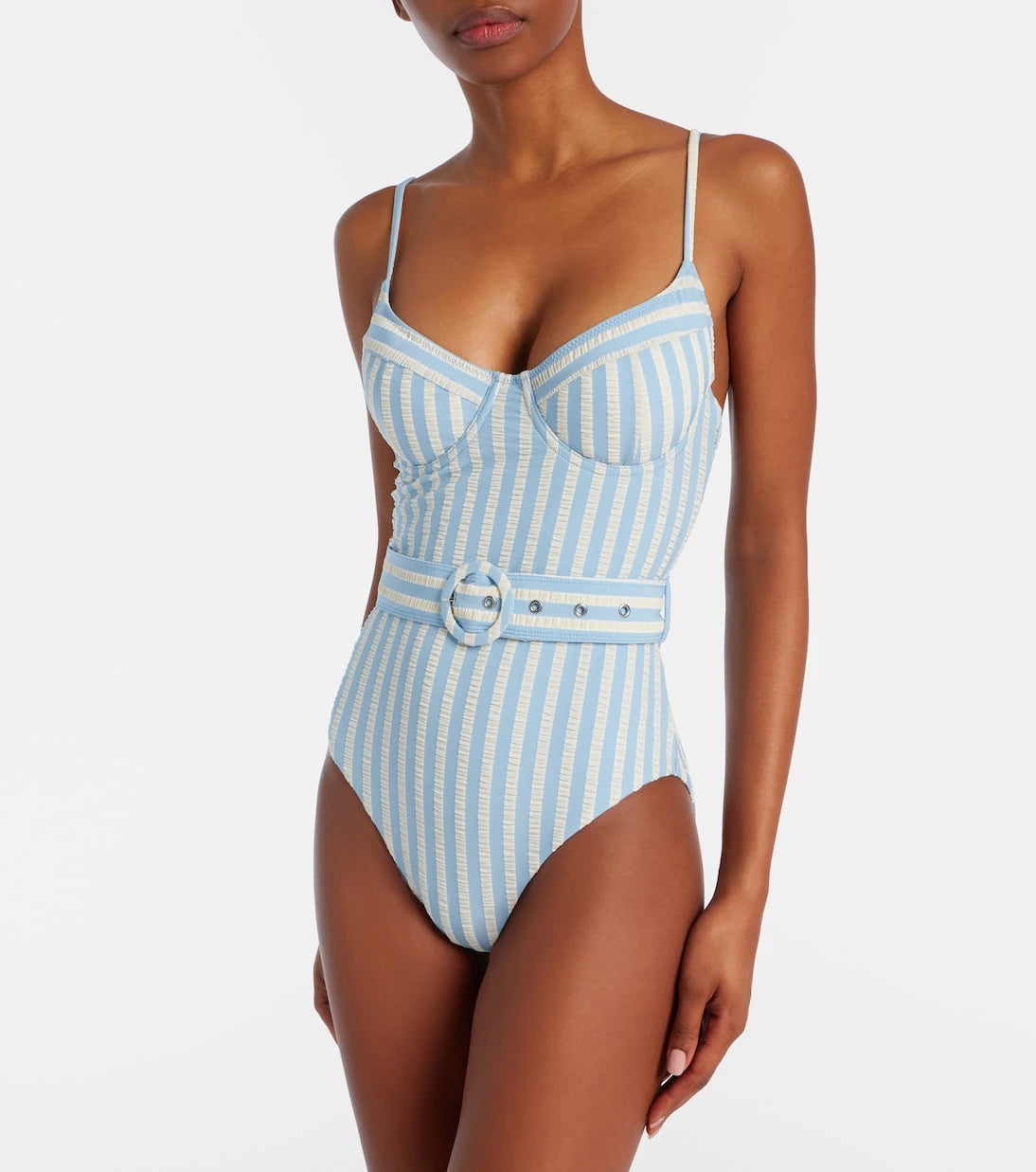 Simkhai - Noa belted striped swimsuit