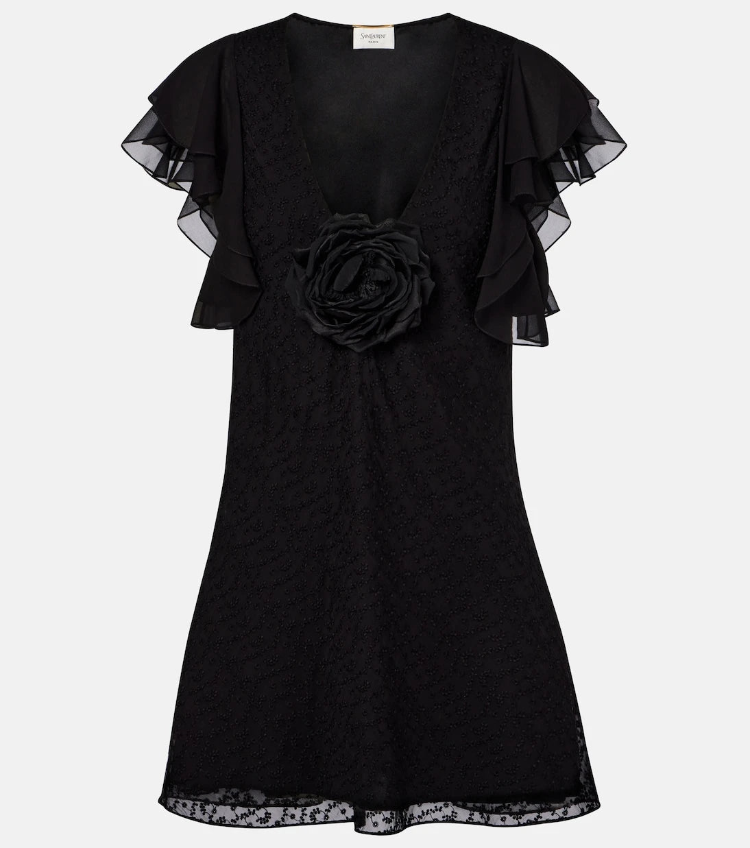 Saint Laurent - Floral-appliqué embroidered minidress