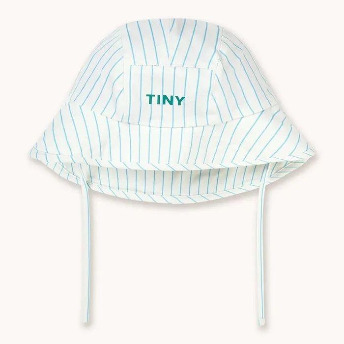 Детска капела Tinycottons CYAN FINE STRIPES BUCKET HAT