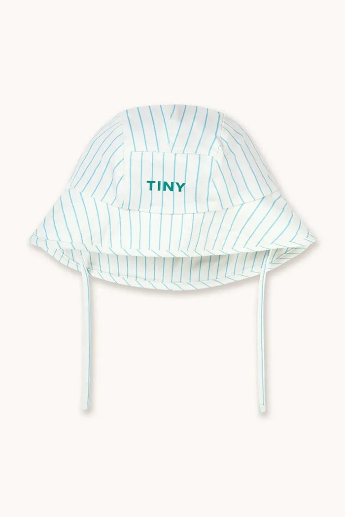 Детска капела Tinycottons CYAN FINE STRIPES BUCKET HAT