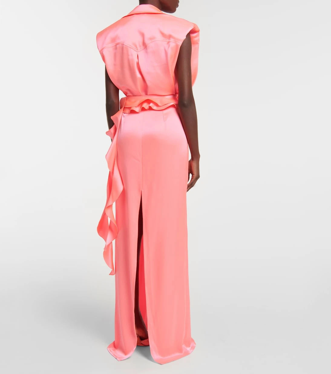 David Koma - Ruffle satin wrap gown