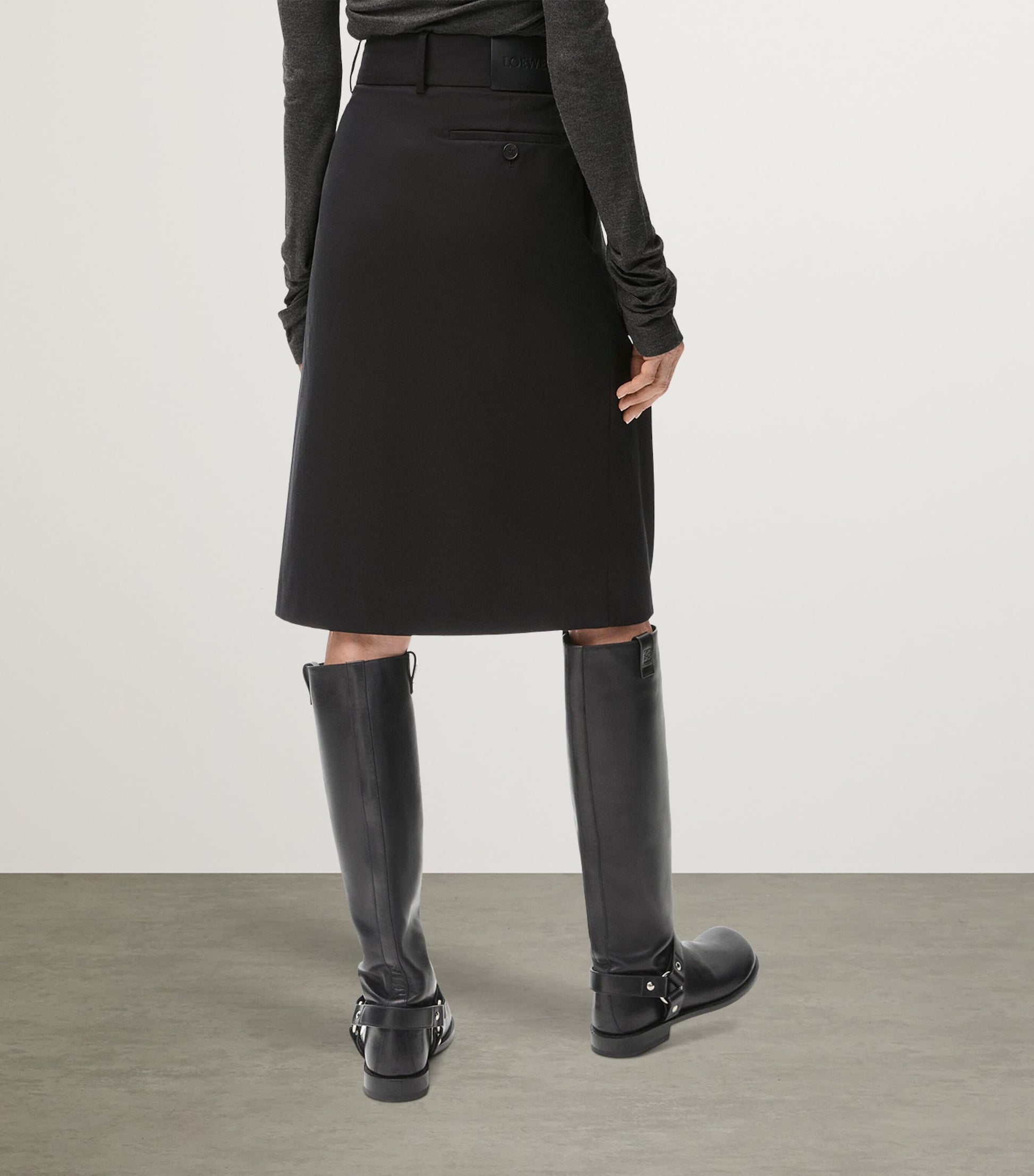 LOEWE Black Cotton-Silk Gabardine Wrap Skirt