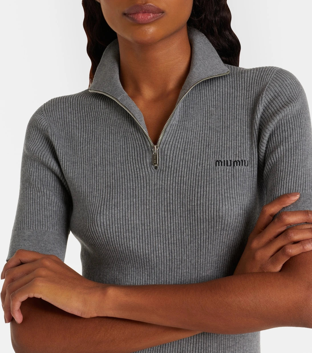 Miu Miu - Cotton half-zip sweater