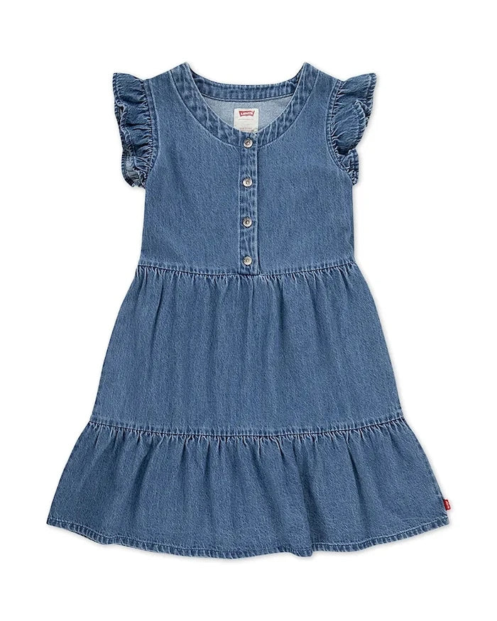Levi's FLUTTER SLEEVE BUTTON UP D Çocuk Pamuk Elbise