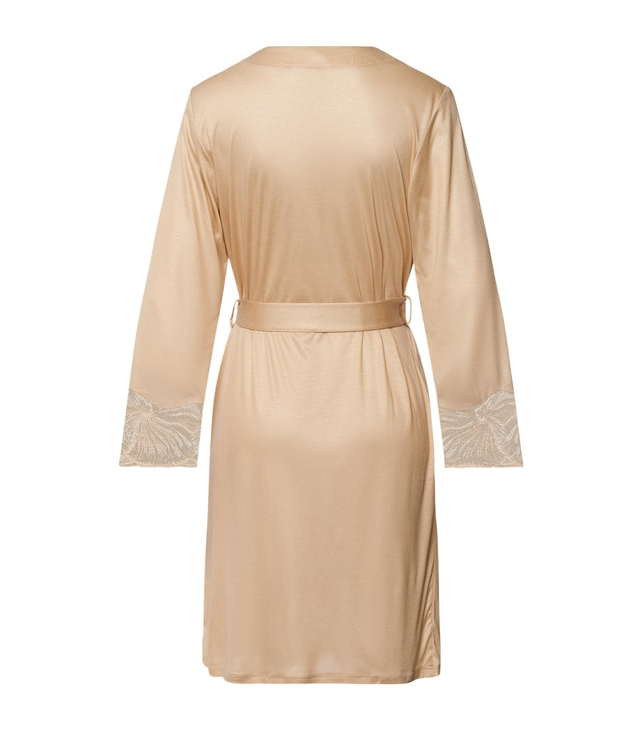 Hanro Beige Lace -Trim Lilith Robe