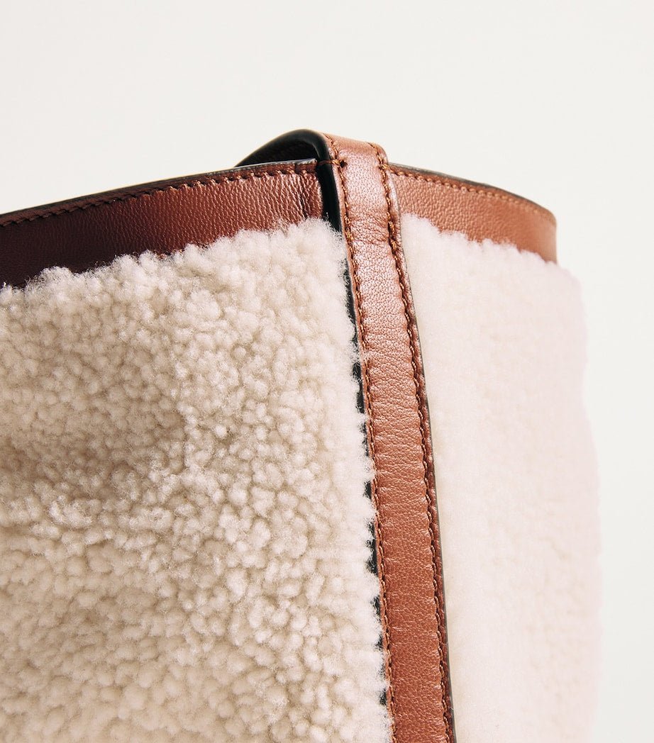 Multi Shearling-Leather Bucket Bag