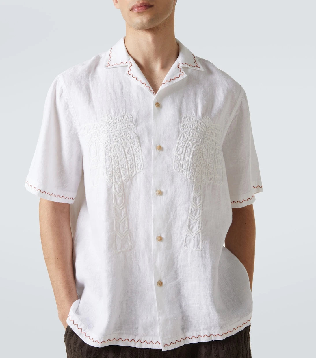 Frescobol Carioca - Flavio embroidered linen bowling shirt