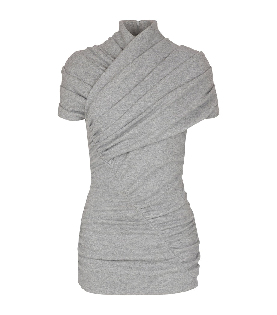 Balmain Grey Draped Knit Top