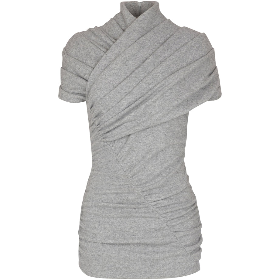 Balmain Grey Draped Knit Top
