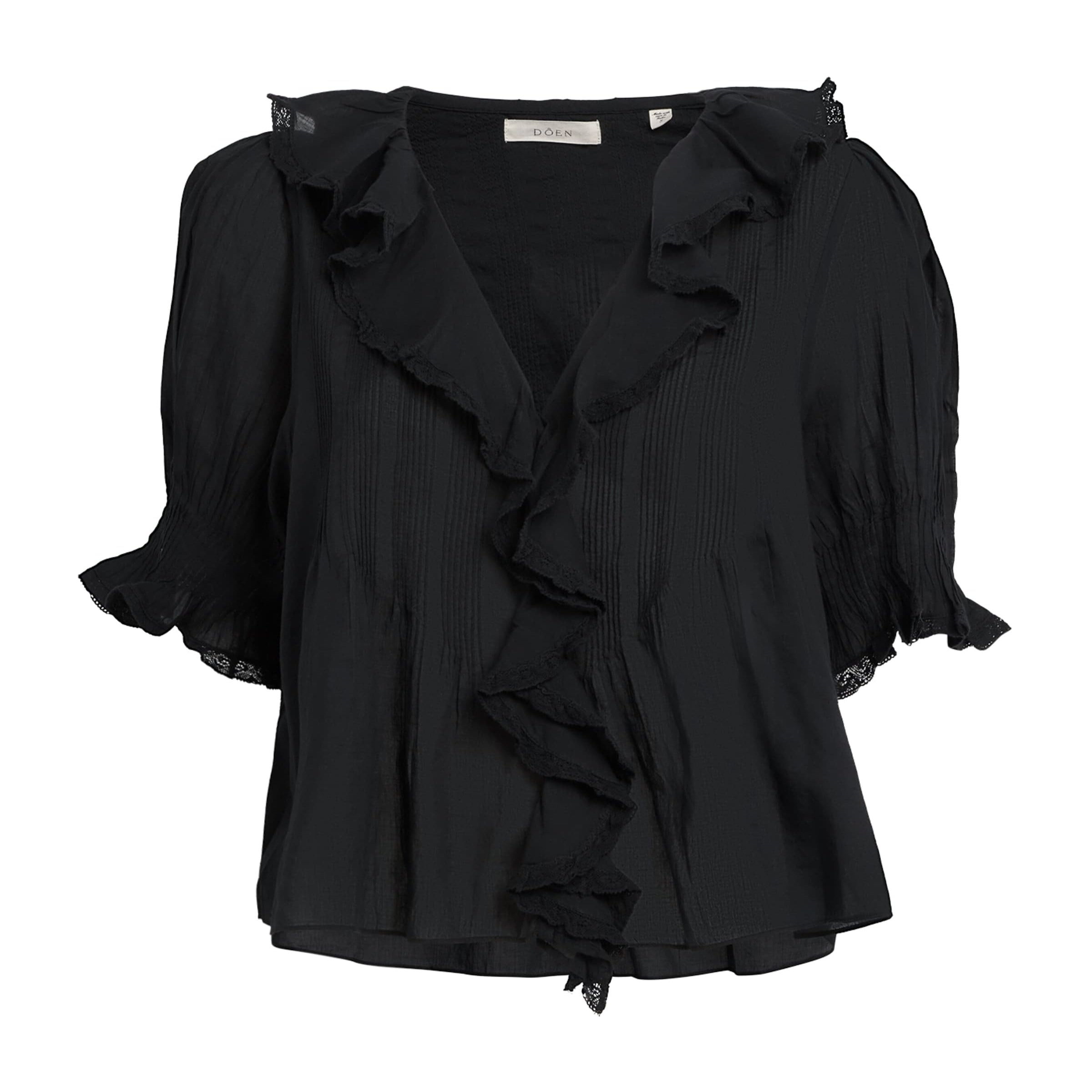 DÔEN Black Organic Cotton Henri Blouse