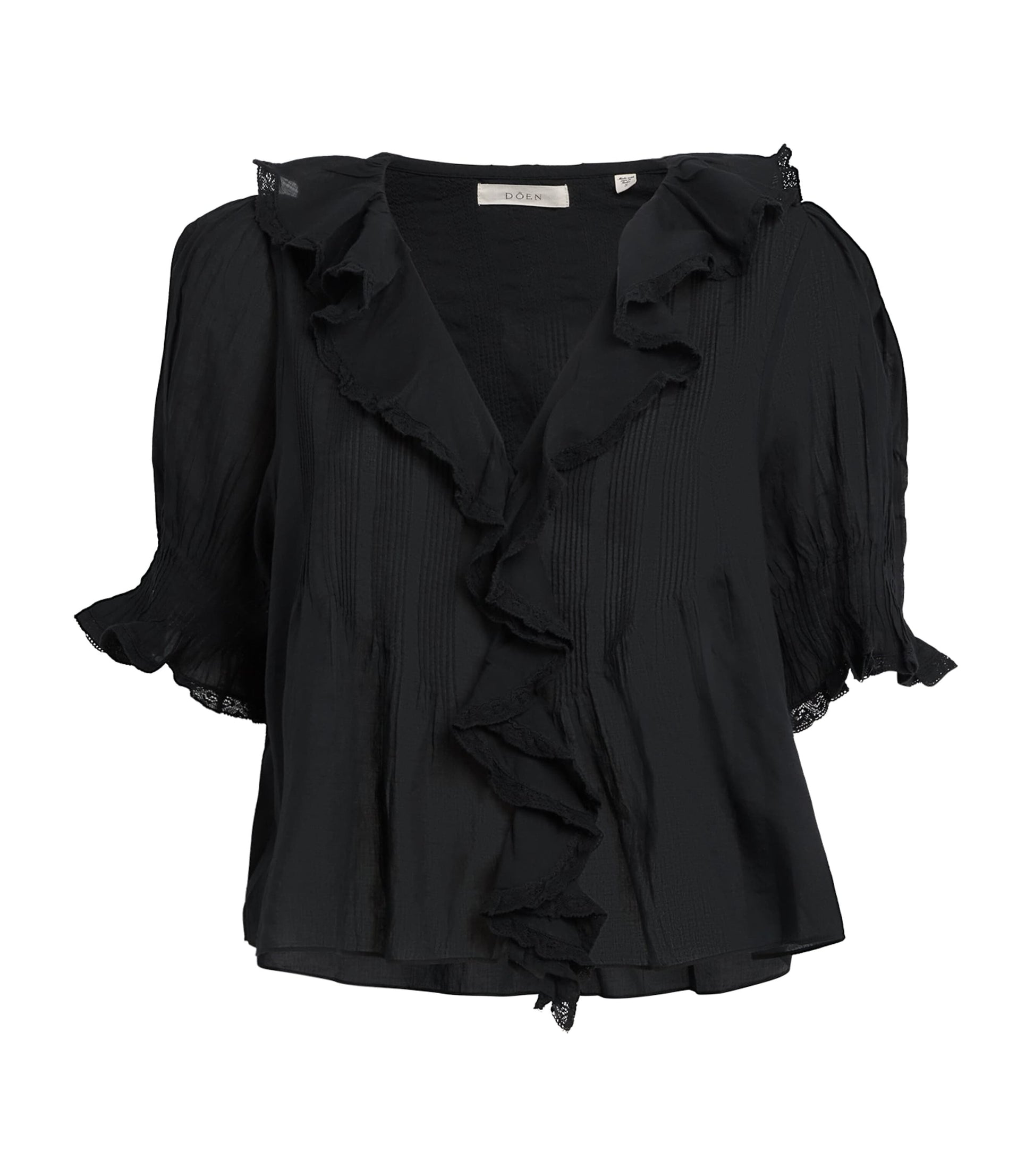 DÔEN Black Organic Cotton Henri Blouse