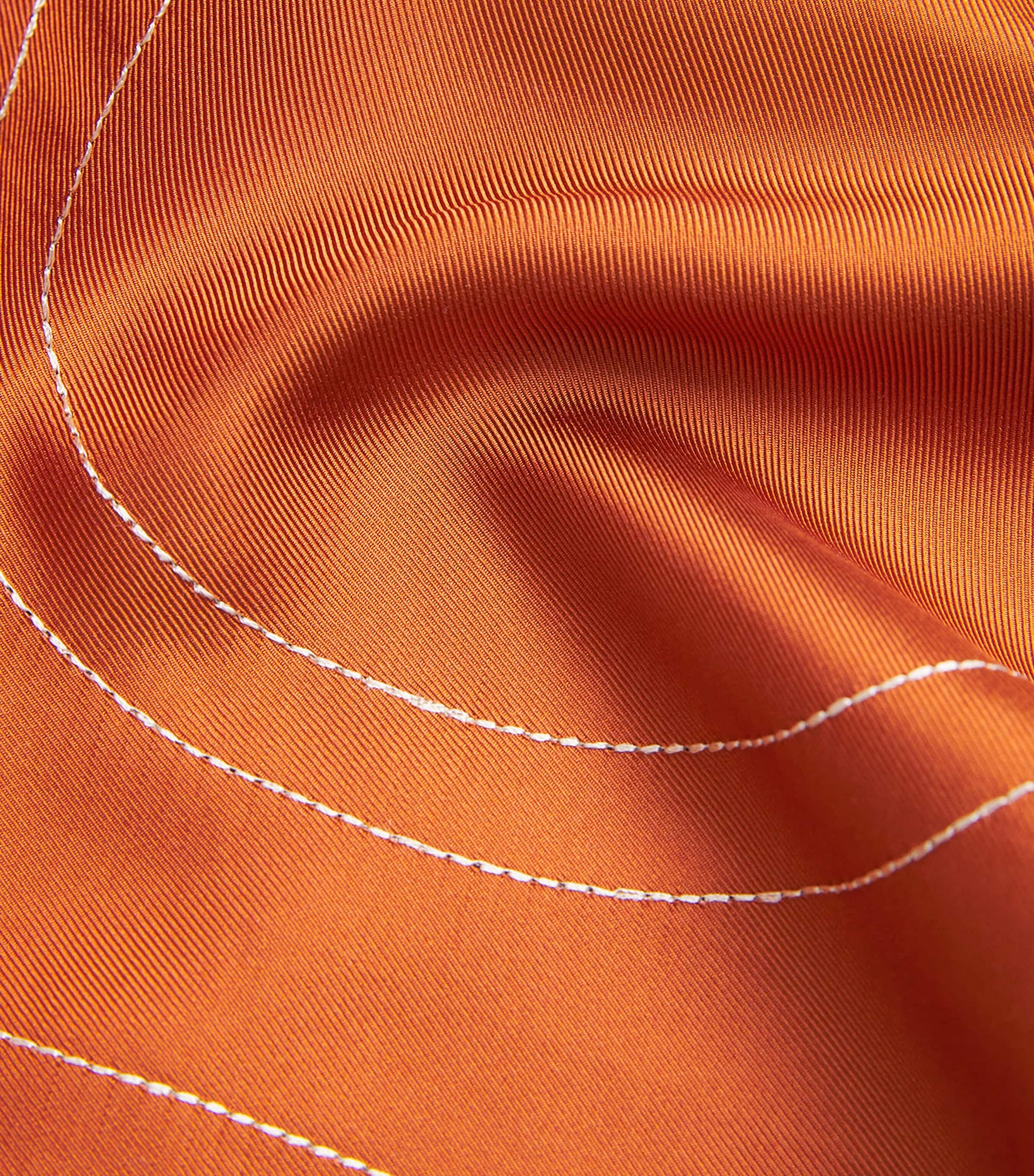 Orange Silk Embroidered Monogram Shorts