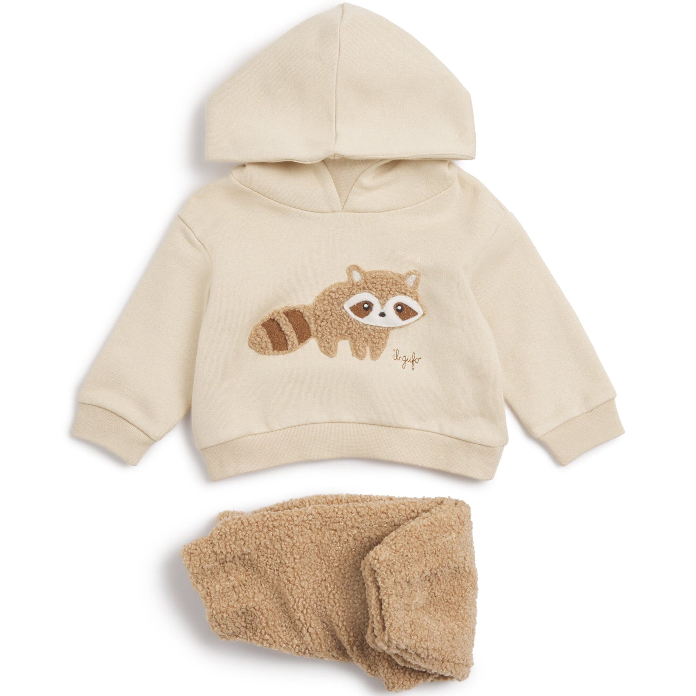 Cotton-Blend Racoon Hoodie and Trousers Set (6-36 Months)
