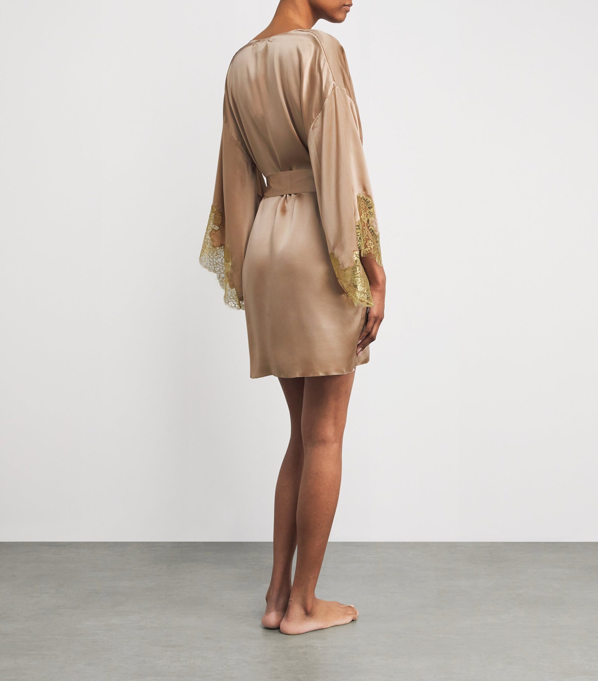 Silk Lace-Trim Gina Short Robe