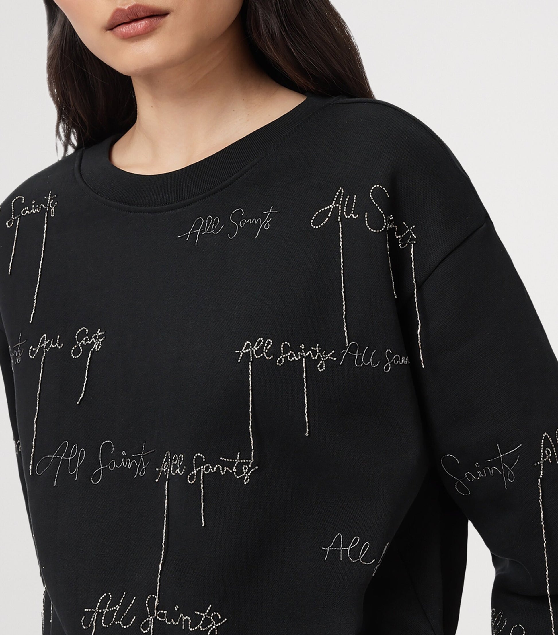 Black Embellished Separo Sweatshirt