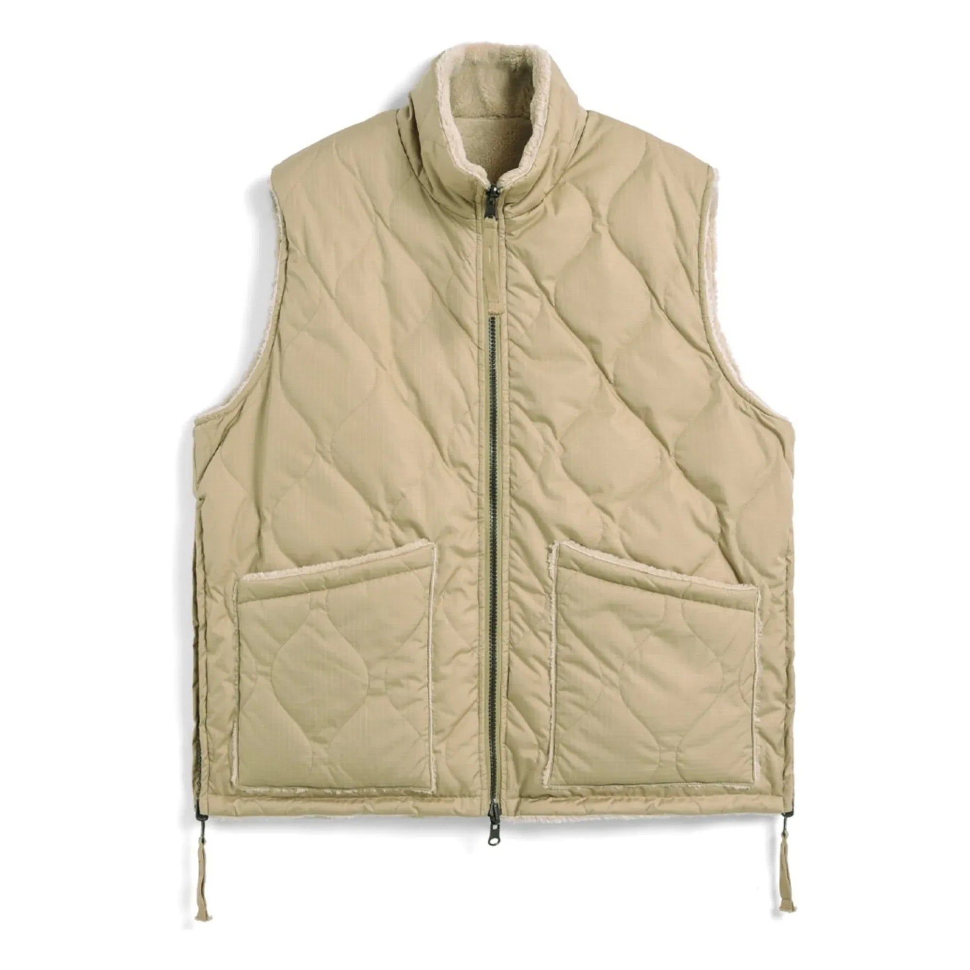 Taion - Reversible Military Sleeveless Jacket Stand-up Collar  | Wild Yellow