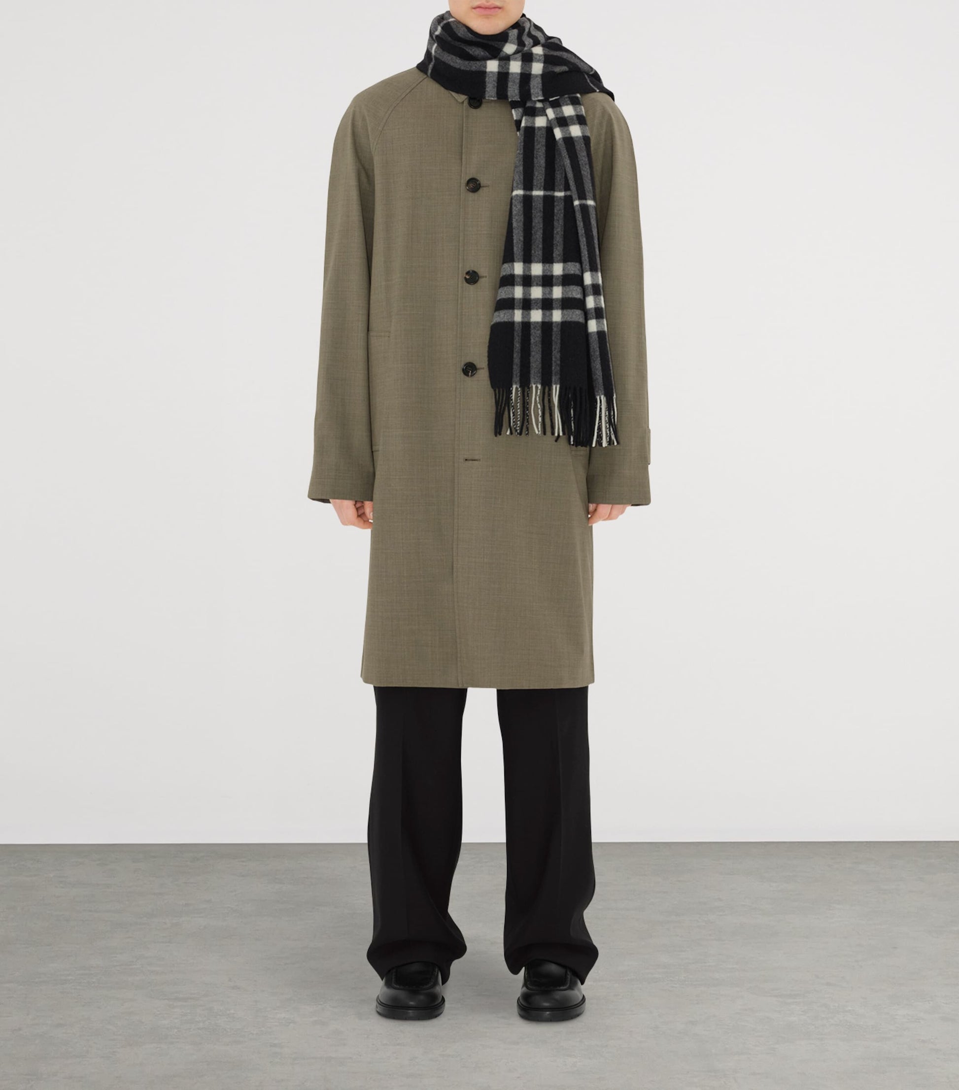 Black Cashmere Wide Check Scarf