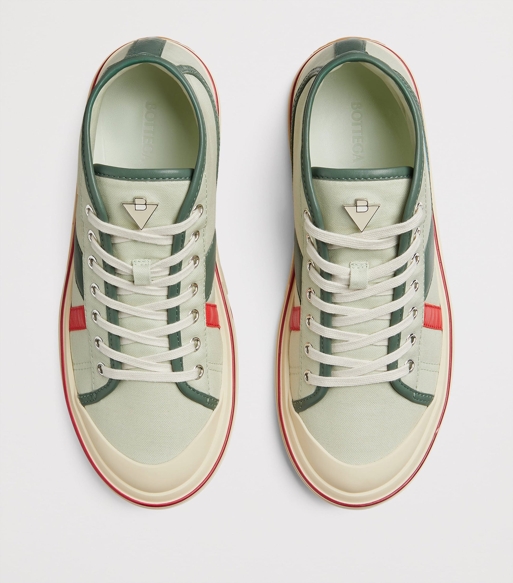 Bottega Veneta Green Canvas Leather-Trim Eliot Sneakers
