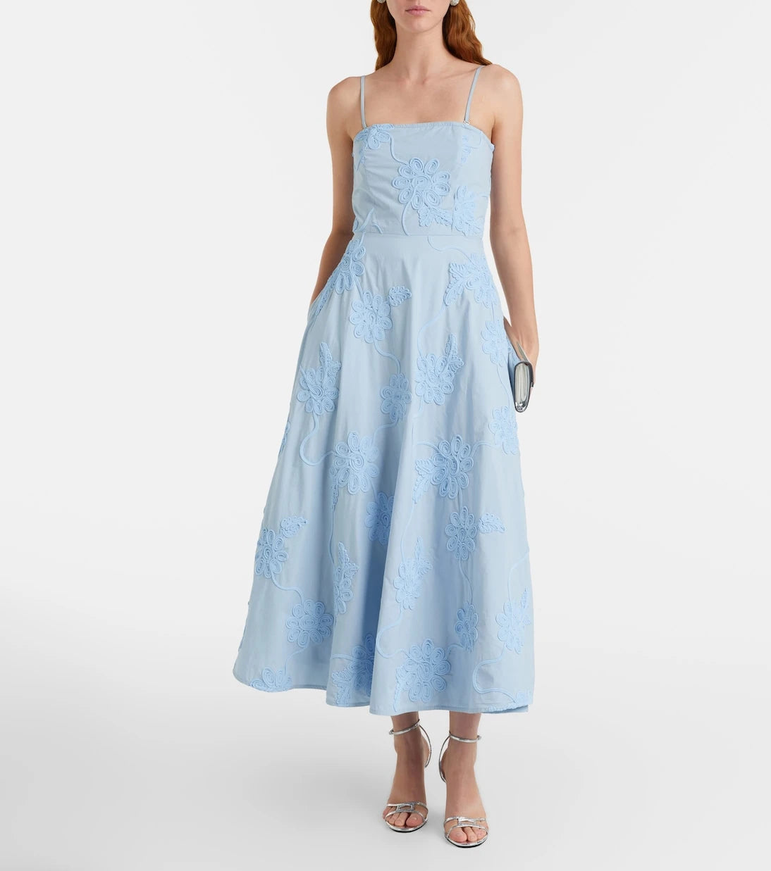 Rotate - Embroidered floral cotton midi dress
