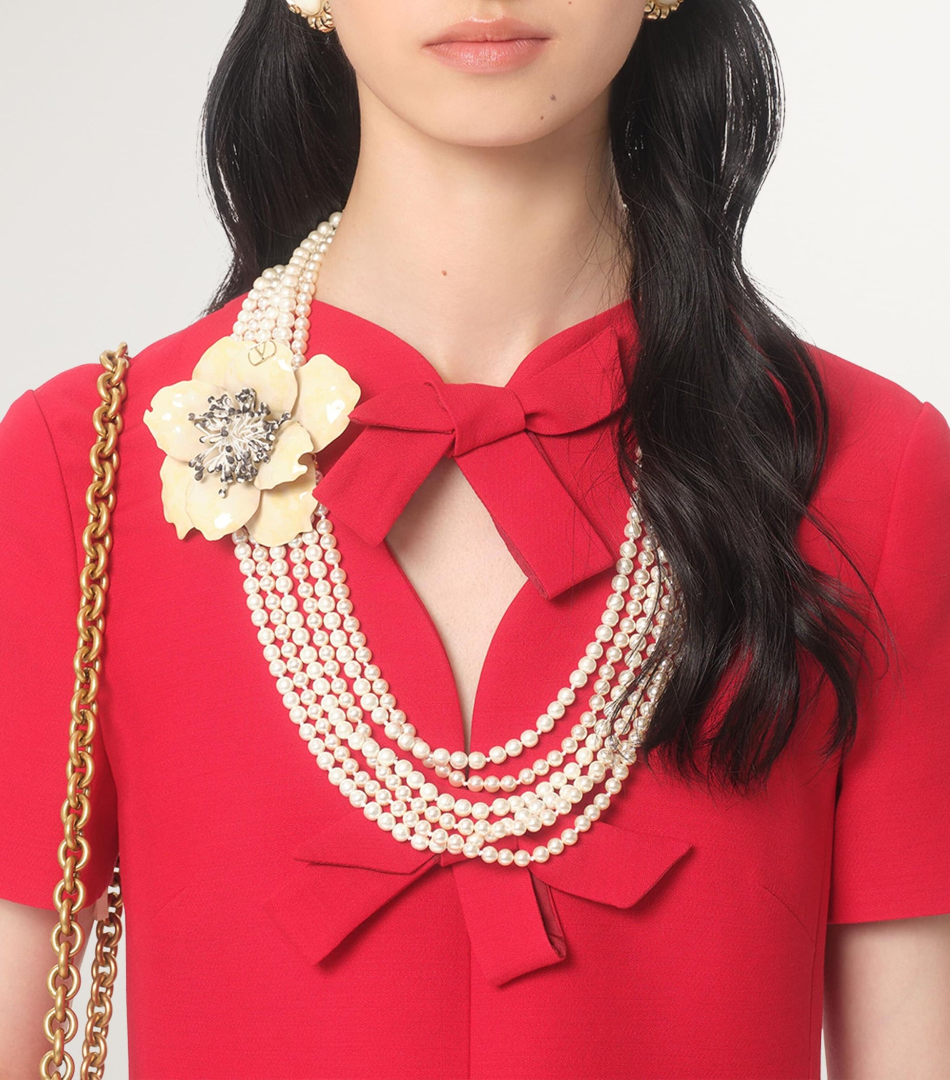 Valentino Red Virgin Wool-Silk Bow Mini Dress