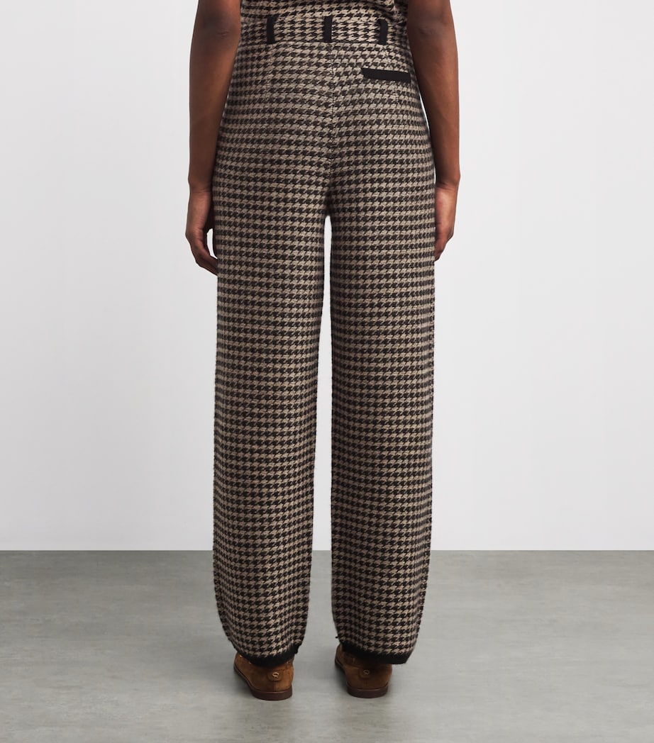 Guest In Residence Brown Cashmere Houndstooth Tailored Trousers