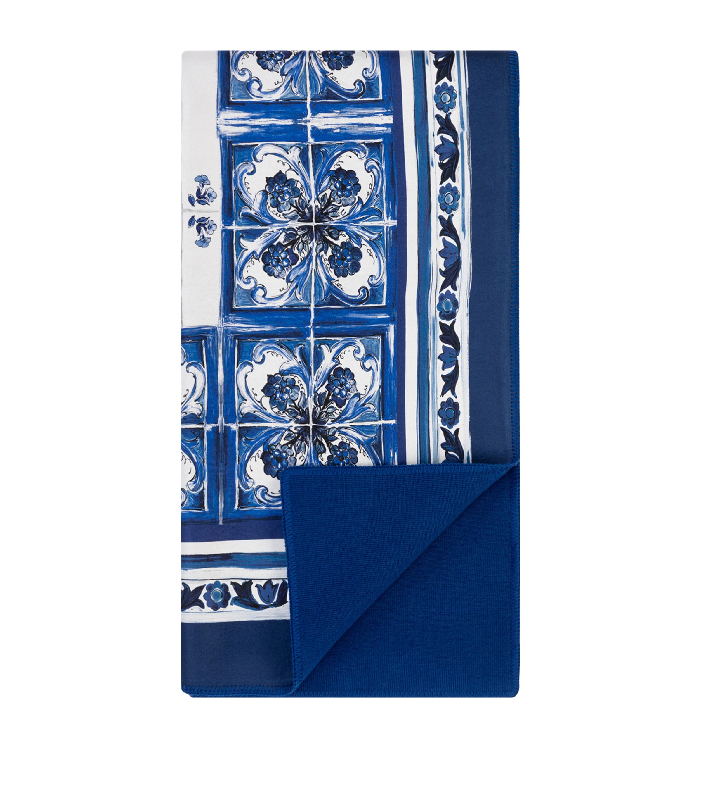 Dolce & Gabbana Casa Silk-Wool Blu Mediterraneo Throw (140cm x 180cm)