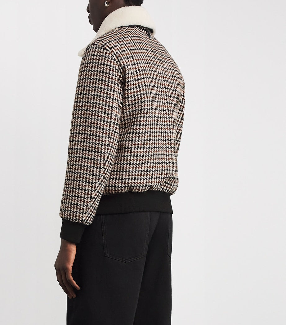 Mackage Grey Wool-Blend Houndstooth Rhett-HT Bomber Jacket