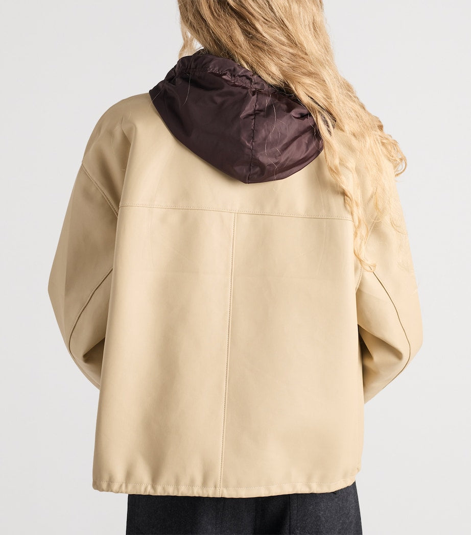 Prada Neutral Zipped Leather Jacket