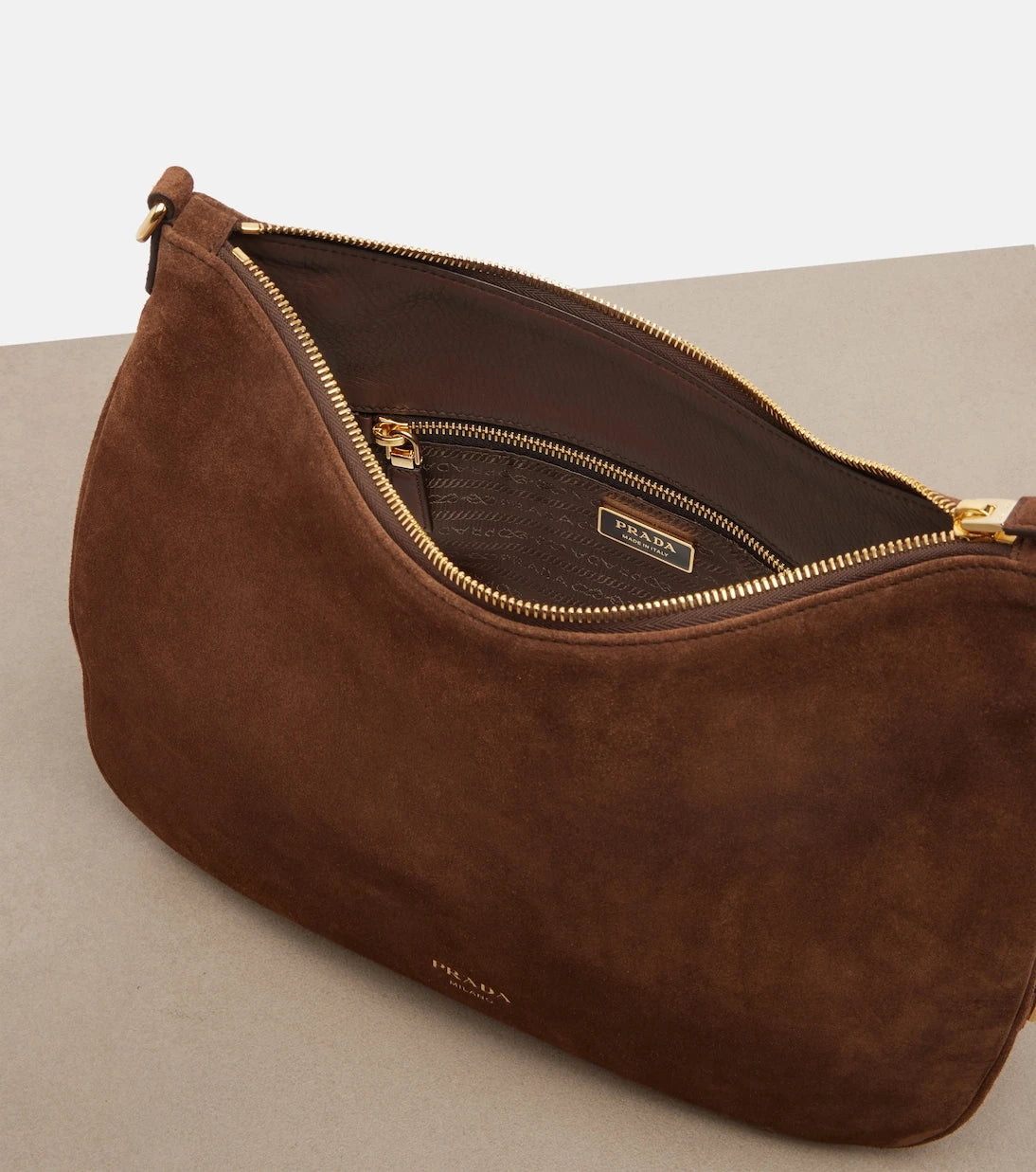 Prada - Prada Aimée Large suede shoulder bag