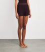 Skims Burgundy Stretch-Cotton Ribbed Boxer Shorts