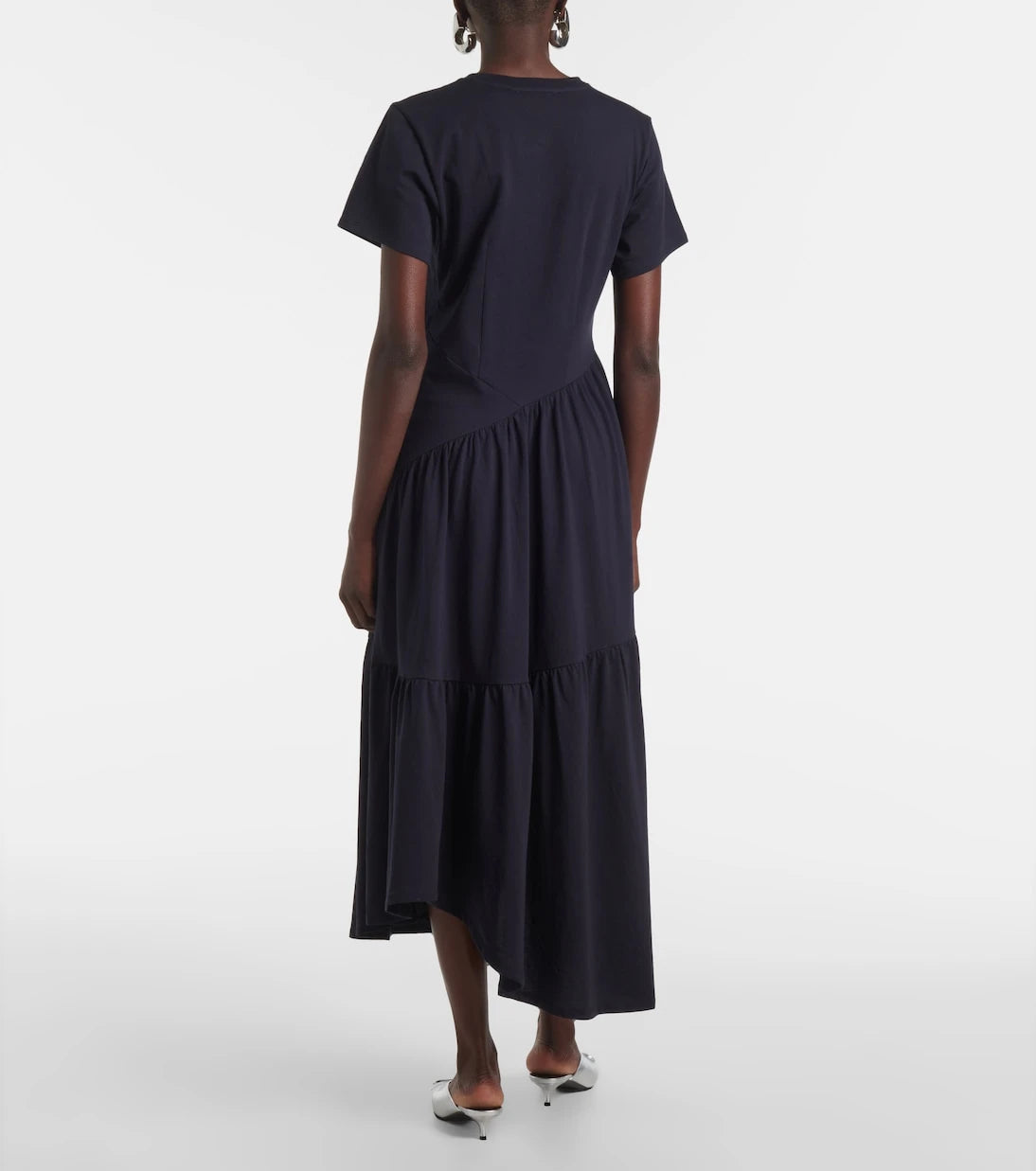Frame - Gathered paneled cotton midi dress